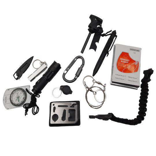 Survival 13 Survival Kit Case with Flashlight