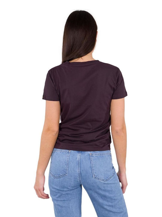 Alpha Industries Damen Bluse Kurzärmelig Burgundisch