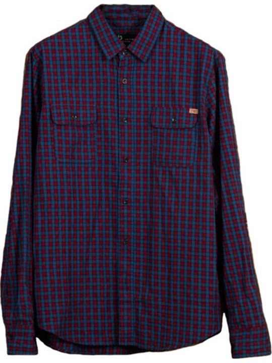 Long-sleeved Cotton Shirt Checked Burgundy