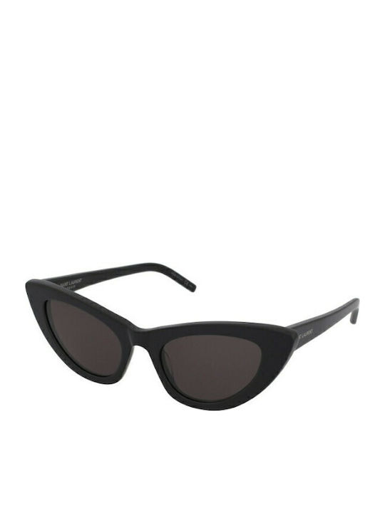 Ysl Women's Sunglasses with Black Plastic Frame and Black Lens
