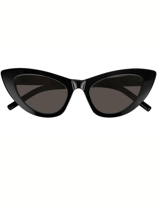 Ysl Women's Sunglasses with Black Plastic Frame and Black Lens