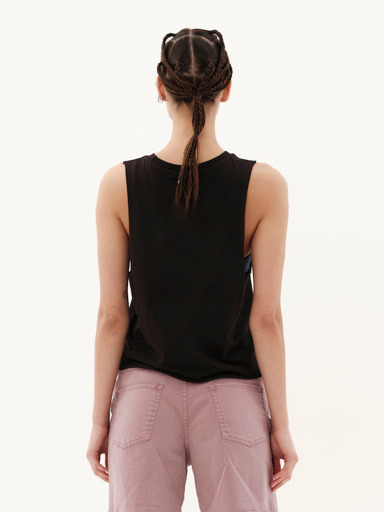 Γυναικείο Αθλητικό Crop Top Αμάνικο Μαύρο