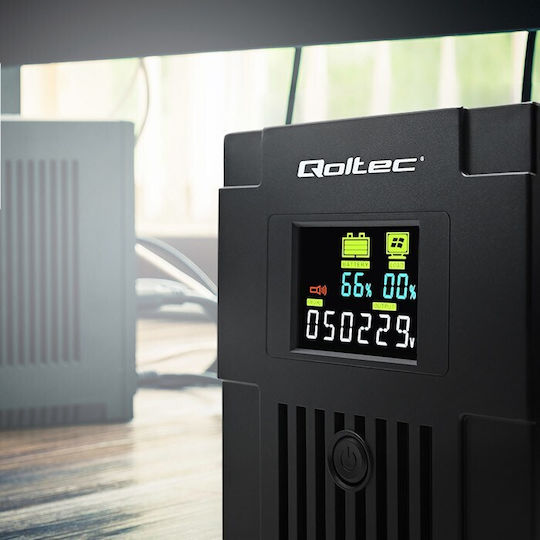 Qoltec 53771 UPS Line-Interactive 2000VA 1200W με 2 IEC Πρίζες