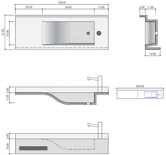Sanitec 703 Half Wave Single An der Wand montiert Aufgesetztes Waschbecken Porzellan cmcm Weiß