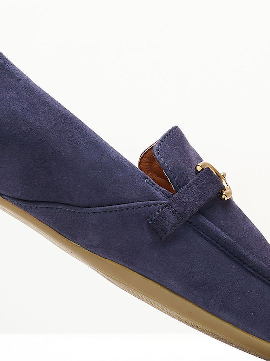 Palmaria Leder Damen Mokassins in Blau Farbe