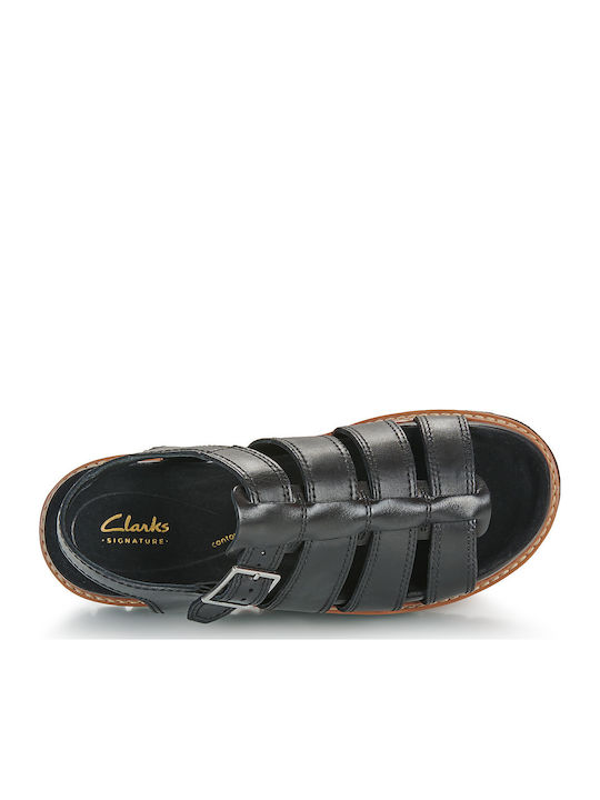 Orianna Twist Leder Flache Sandalen für Damen mit Riemen Flatforms in Schwarz Farbe