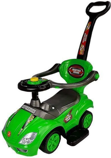 Mega Car Baby Push Walker Ride On with Parental Handle for 12+ Months Green
