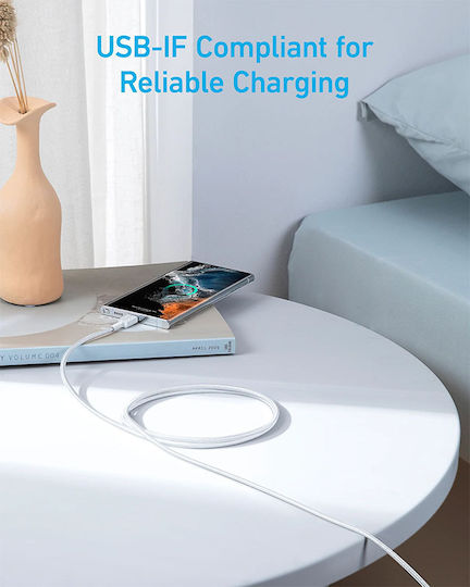 Anker 322 USB 2.0 Cable USB-C male - USB-C 60W PD Λευκό 1.8m A81F6G21