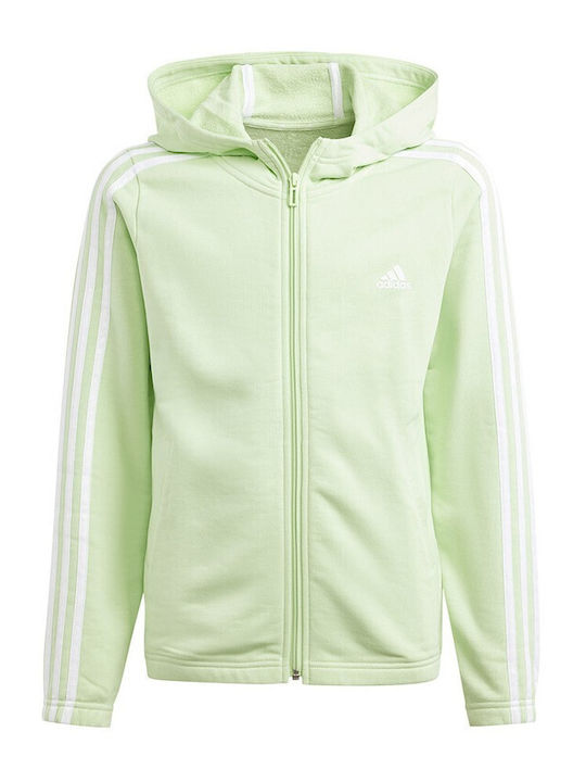 Adidas Athletic Kids Sweatshirt Cardigan with Hood Green