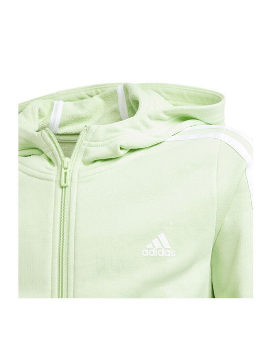 Athletic Kids Sweatshirt Cardigan Cotton with Hood Green