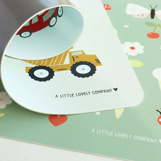 A Little Lovely Company Plastic Placemat Vehicles Green 43x34cm