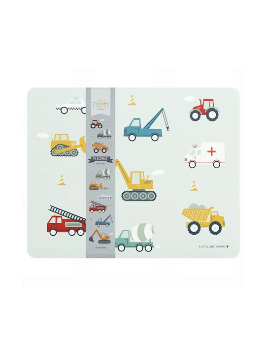 A Little Lovely Company Plastic Placemat Vehicles Green 43x34cm