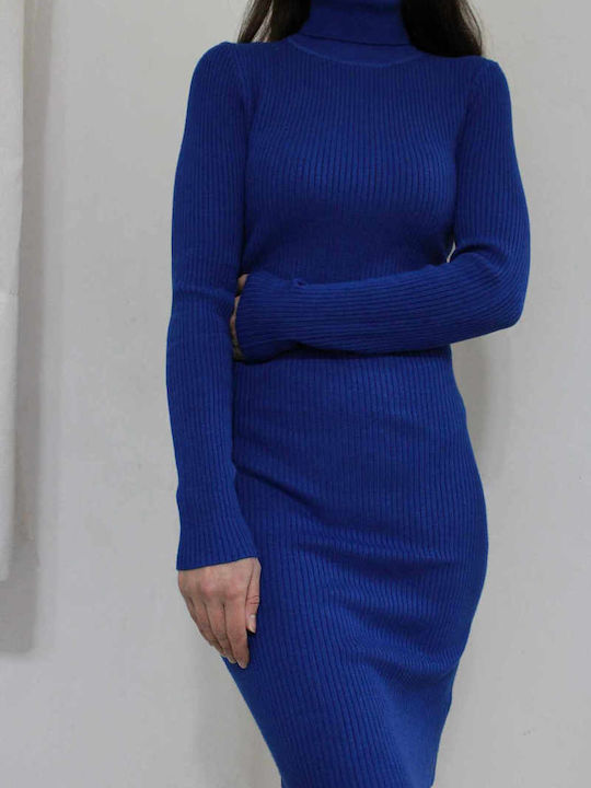 Mini Rochie Guler Înalt Blue