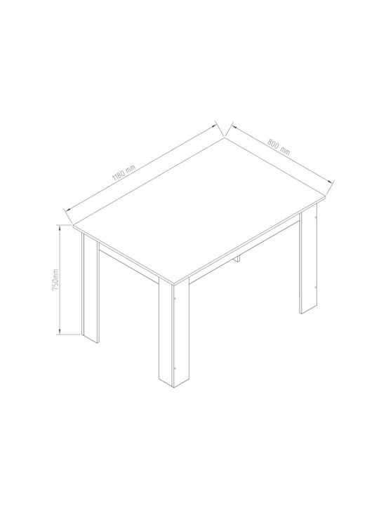 Hazel Tisch Speisesaal Holz Wenge 120x80x75cm