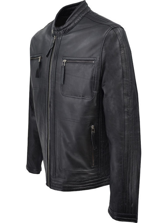 Δερμάτινα 100 Men's Winter Leather Jacket Black (Black)