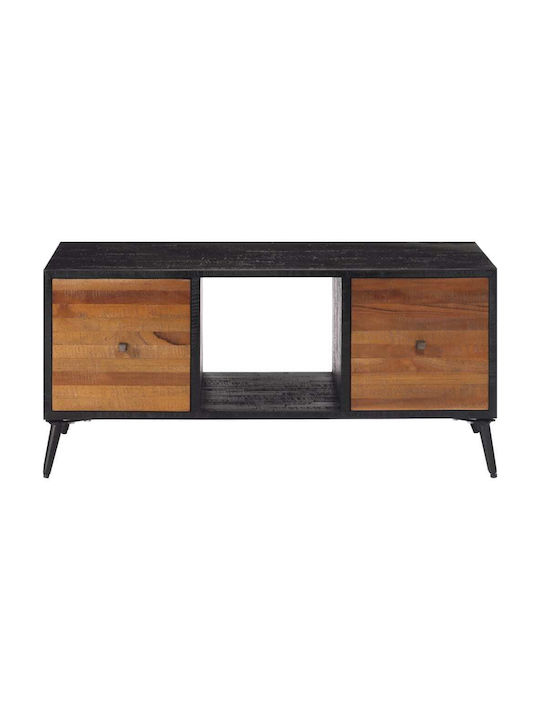 vidaXL Rechteckiges Zentral Kaffeetisch aus Massivholz mit Schubladen Schwarz M90xB50xH41cm
