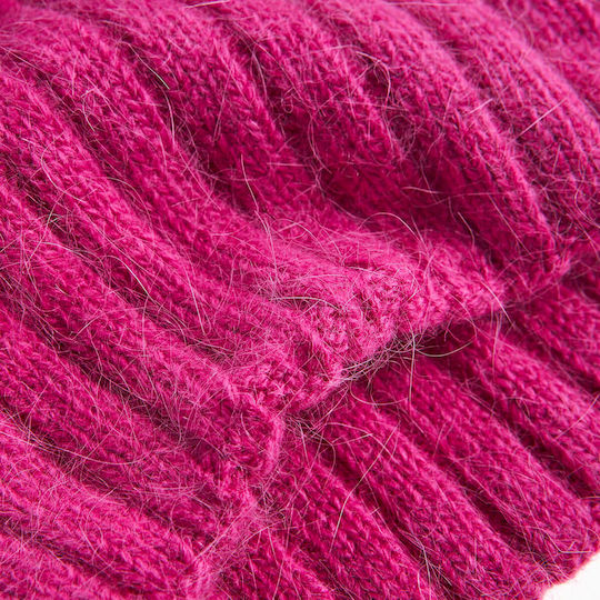 Pom Pom Beanie Γυναικείος Σκούφος Πλεκτός σε Φούξια χρώμα