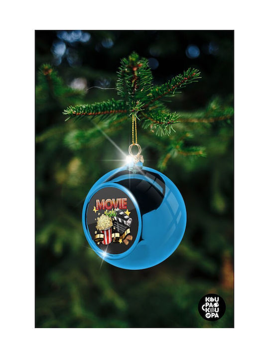 Movie Night Christmas Plastic Ball Ornament Blue 8cm