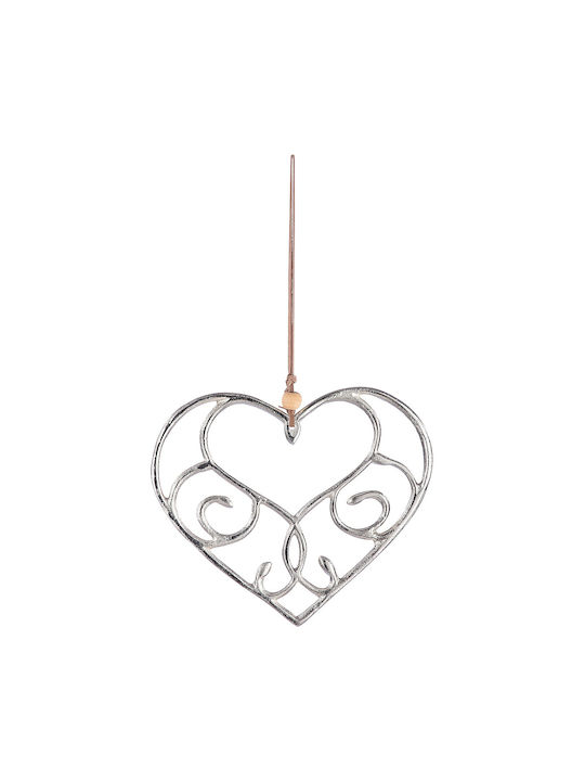 Hanging Heart Metallic Silver 22.5cm