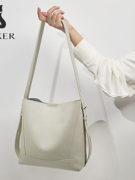 Leather Women's Bag Shopper Shoulder White