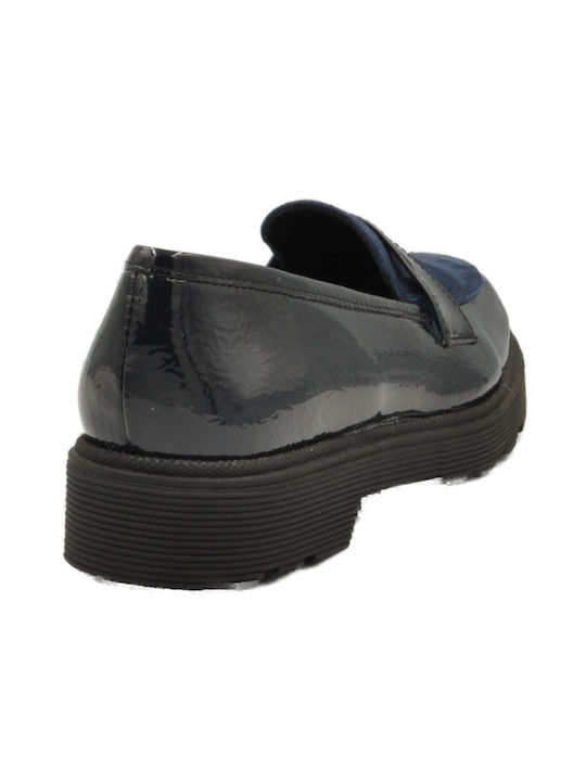 Leon Patent Leather Women's Moccasins in Blue Color