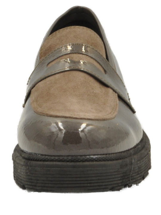 Leon Patent Leather Women's Moccasins in Brown Color