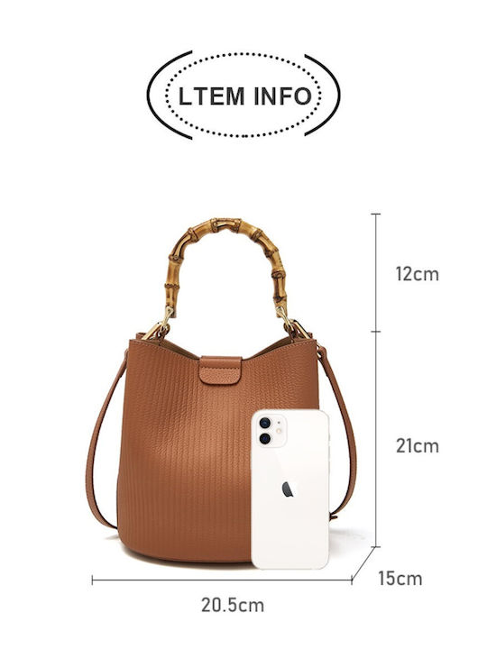 Leather Women's Bag Tote Handheld Brown