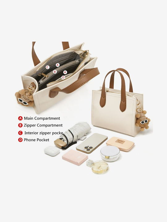 Foxer Leder Damen Tasche Tote Hand Beige