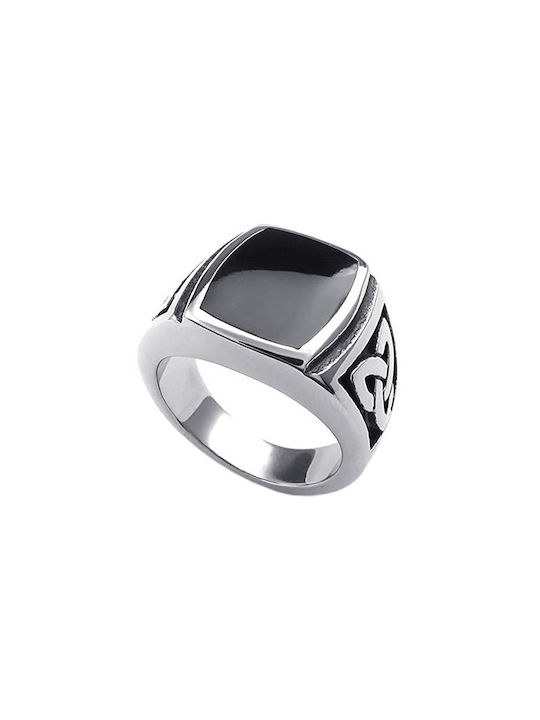 Men's Steel Ring with Enamel