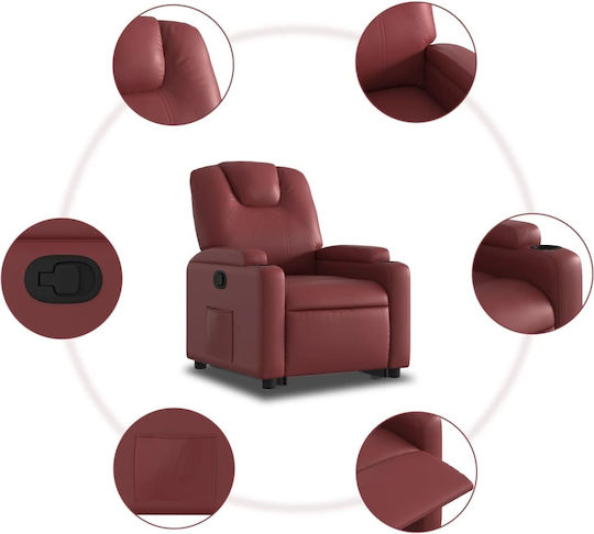 Fotoliu Relax cu Puf din Piele Ecologică Burgundia 74x88x97cm