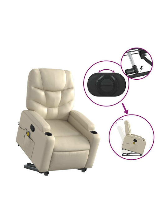 Relaxsessel Friseurwaschbecken mit Fußhocker aus Kunstleder Cream 74x89x100cm