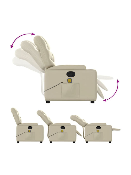 Relaxsessel Friseurwaschbecken mit Fußhocker aus Kunstleder Cream 74x89x100cm