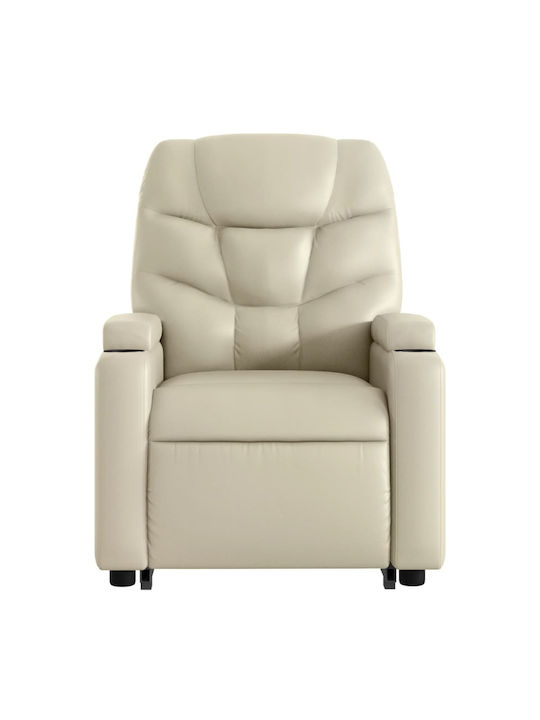 Relaxsessel Friseurwaschbecken mit Fußhocker aus Kunstleder Cream 74x89x100cm
