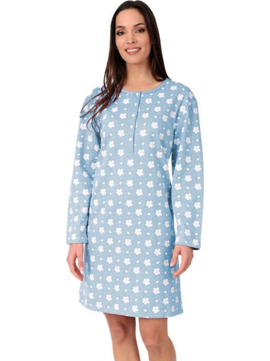 Tres Chic Winter Damen Robe mit Nachthemd Sky Blue