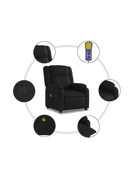Πολυθρόνα Relax Massage με Υποπόδιο από Δερματίνη Μαύρη 77x95x99cm