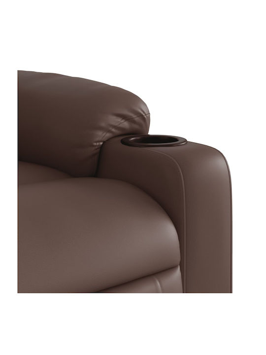 Fotoliu Relax cu Puf din Piele Ecologică Maro 75.5x93x99.5cm