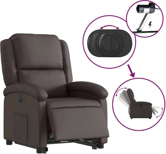 Relax Armchair with Footstool from Genuine Leather ski 71x86.5x99.5cm