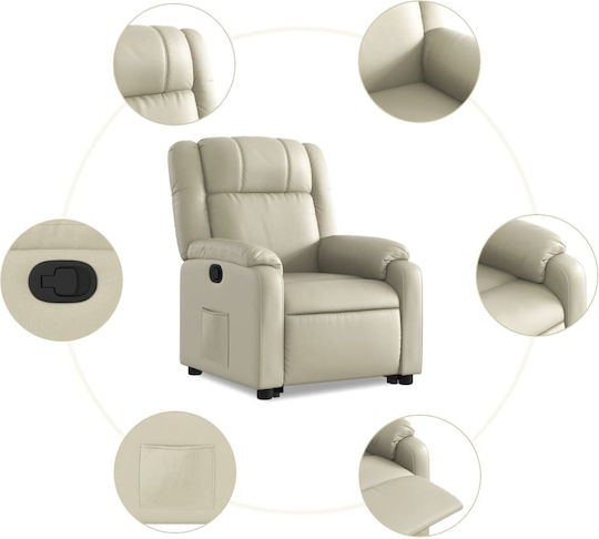Πολυθρόνα Relax με Υποπόδιο από Δερματίνη Κρεμ 77x95x99cm