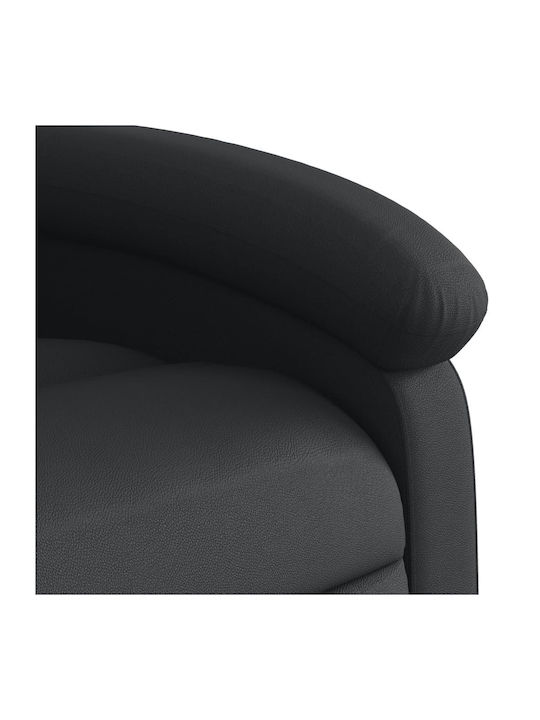 Relaxsessel Friseurwaschbecken aus echtem Leder Black Velvet-Black Metal 71x86.5x99.5cm
