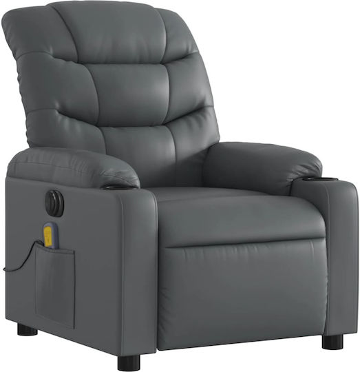 Fotoliu Relax Masaj cu Puf din Piele Ecologică Gri 75.5x93x99.5cm