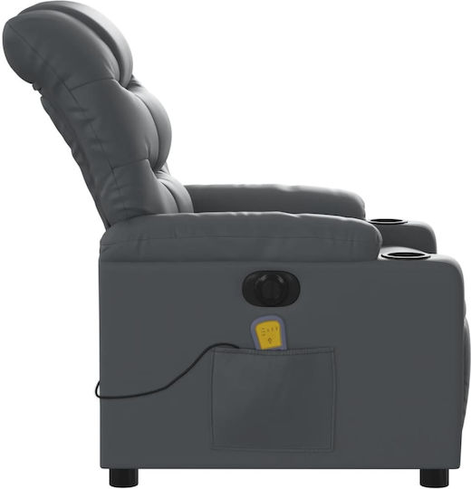 Fotoliu Relax Masaj cu Puf din Piele Ecologică Gri 75.5x93x99.5cm