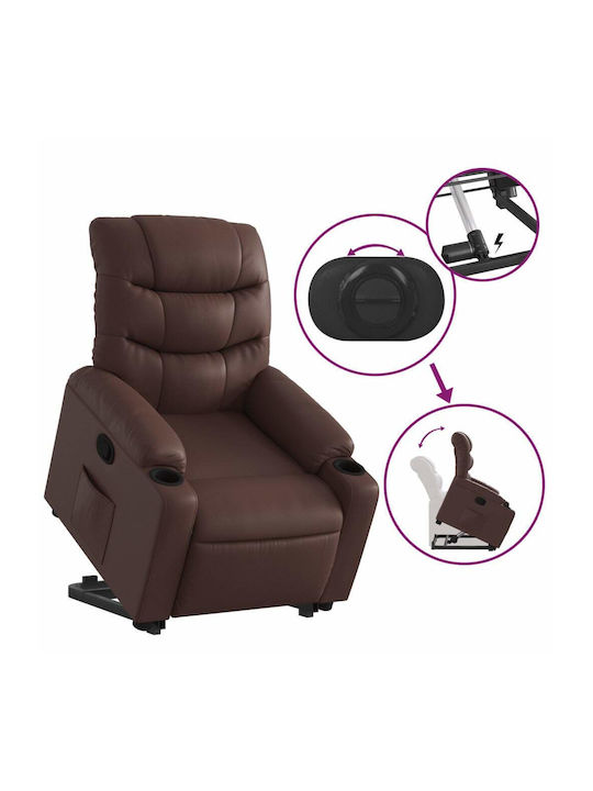 Fotoliu Relax Masaj cu Puf din Piele Ecologică Maro 75.5x93x99.5cm