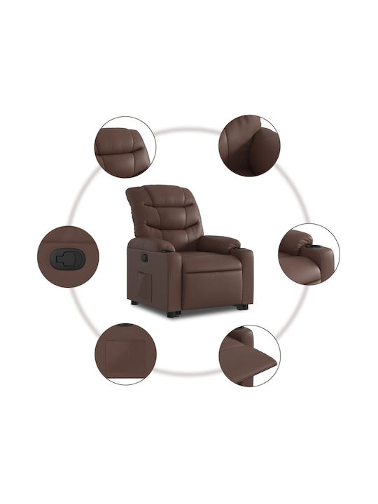 Fotoliu Relax Masaj cu Puf din Piele Ecologică Maro 75.5x93x99.5cm