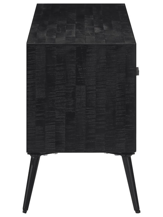TV Stand from Solid Wood Black L112xW31xH45cm