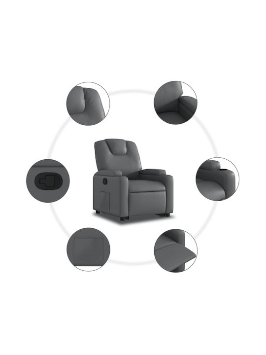 Fotoliu Relax cu Puf din Piele Ecologică Gri 74x88x97cm