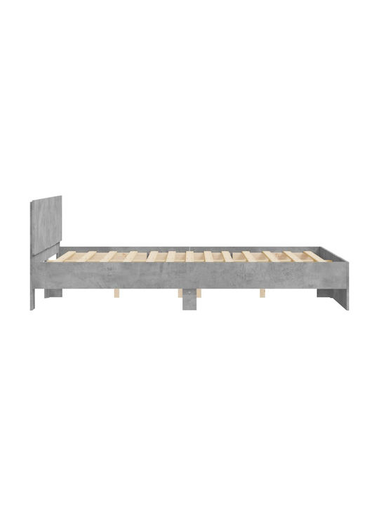 Легло Двойно Дървено Grey Concrete с Ламели за Матрак 140x200см
