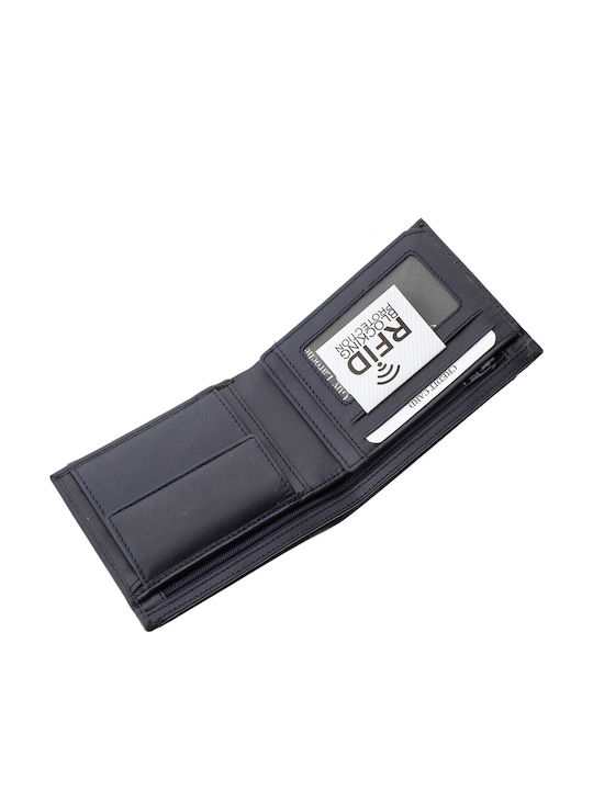 Leather Men's Wallet Classic with RFID Blue