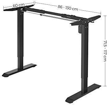 Songmics Bază de birou din Metal cu Regulator Negru 130x60x117cm