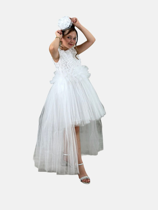 Rochie pentru Copii Din Tulle Floral Fără mâneci White