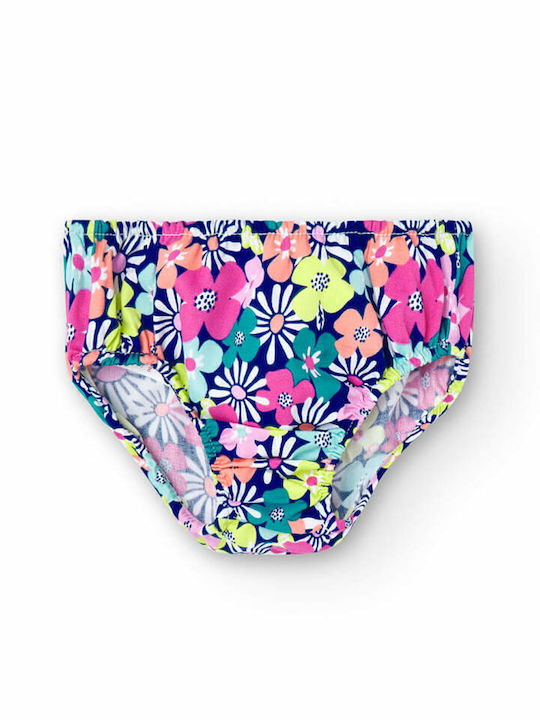 Kinderkleid Ärmellos Satin Blumen Blue